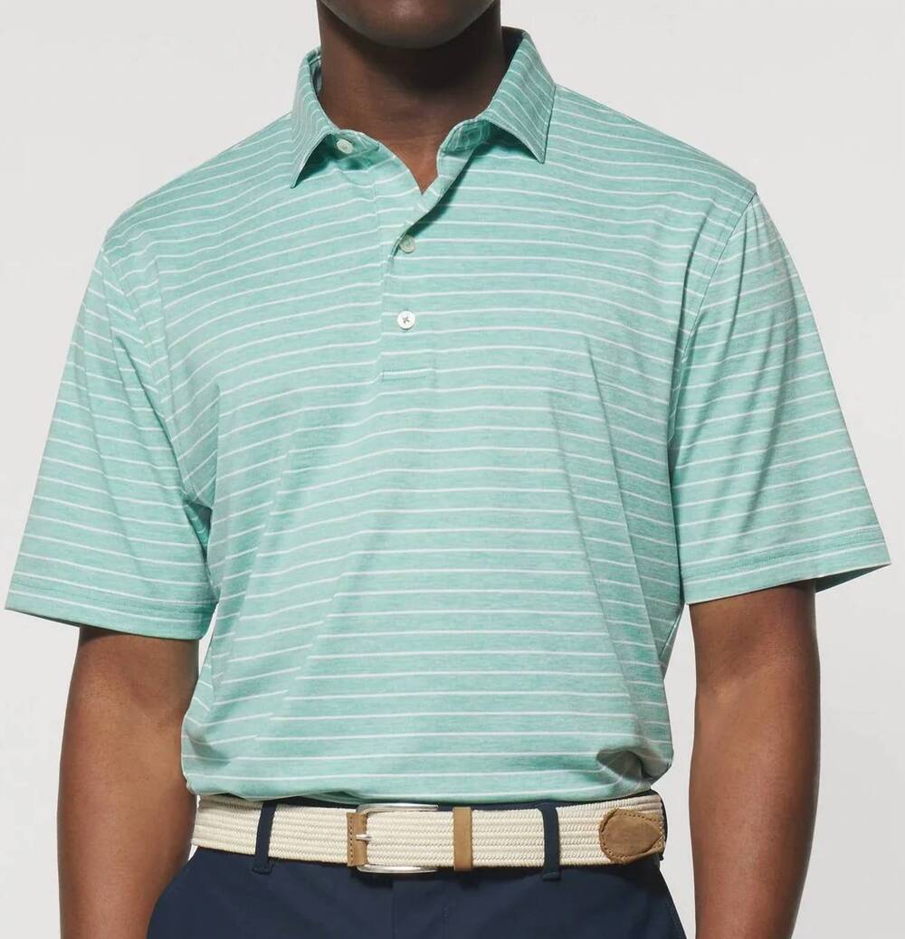 NEW JOHNNIE-O newton short sleeve striped polo in green